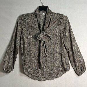 BB Dakota Womens Blouse Long‎ Sleeve Size XS Black Tan Stripes